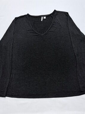 Cato Plus Size Rayon V Neck 3/4 Sleeve Tee Charcoal Gray Stretch Top 26/28W